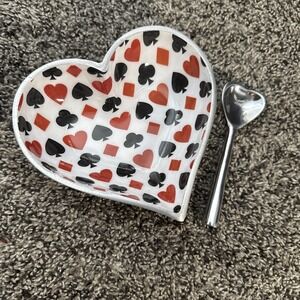 Inspired Generations Poker Card  Heart 5" Trinket Dish with 4" Heart Spoon